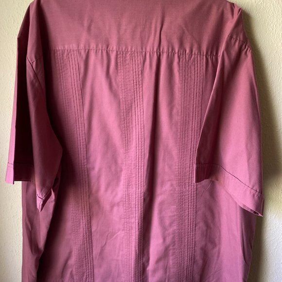 TropiCool  Embroidered Dark Mauve/Pink Cuban Cigar Button SS Top Shirt size 2XL - Picture 7 of 8